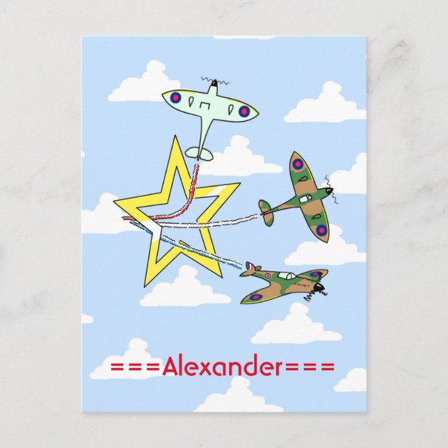 Spitfire Star Blue Sky Postcard Postkarte (Vorderseite)