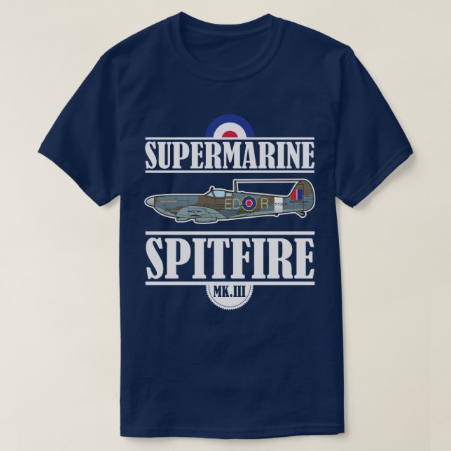 Spitfire Supermarine Vintages Flugzeug T-Shirt (Design vorne)