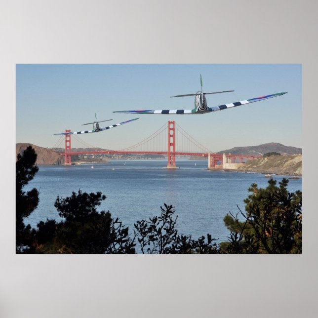 Spitfire- und Golden Gate Bridge Poster (Vorne)