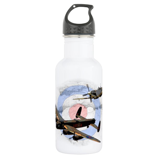 Spitfire und Lancaster Edelstahlflasche (Vorderseite)