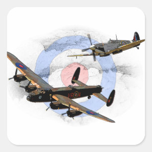 Spitfire und Lancaster Quadratischer Aufkleber