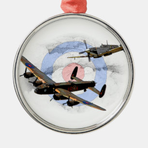 Spitfire und Lancaster Silbernes Ornament
