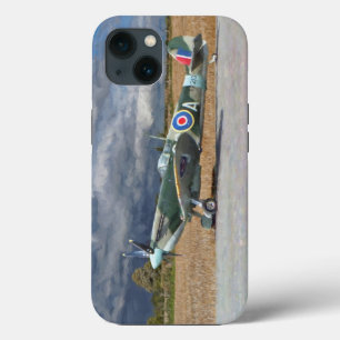 Spitfire unter Sturmwolken iPhone 13 Hülle