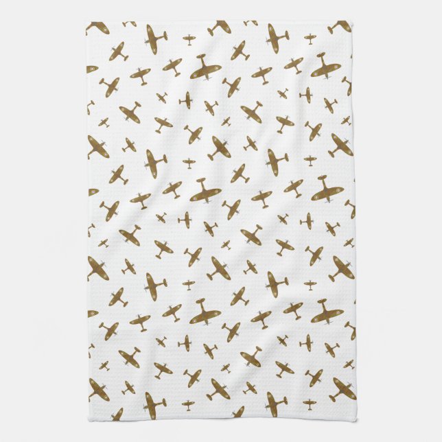 Spitfire War Flugzeug Pattern Geschirrtuch (Vertikal)