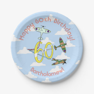 Spitfires 60. Geburtstag Blaues Himmel Papier Tell Pappteller