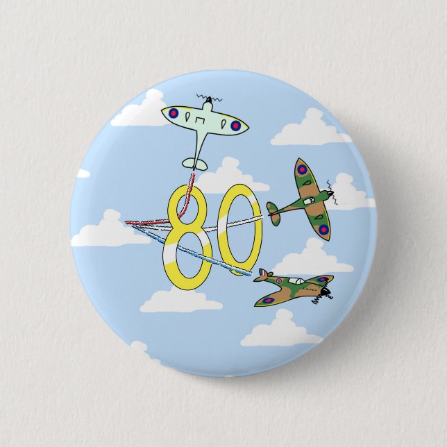 Spitfires 80. Geburtstag (Blauer Himmel) Button (Vorderseite)