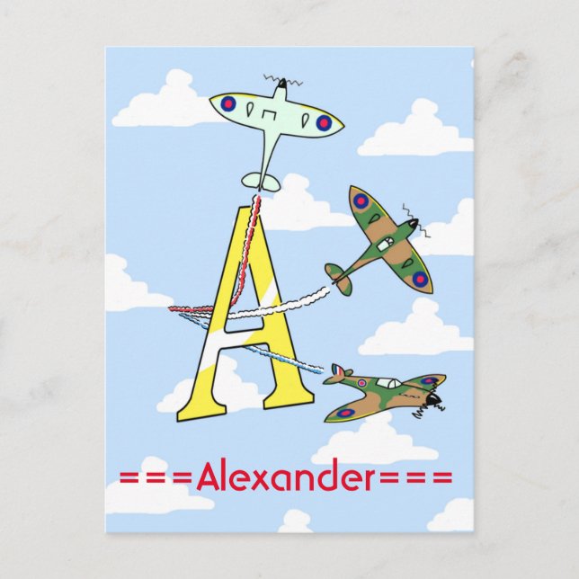 Spitfires Blauer Himmel Anfangsbuchstabe A Postkar Postkarte (Vorderseite)