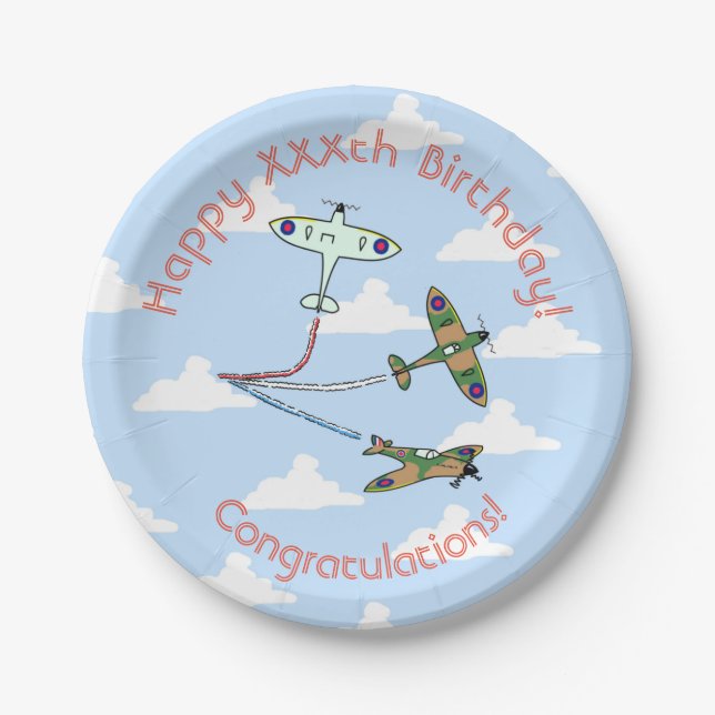 Spitfires Blauer Himmel Pappteller (Vorderseite)