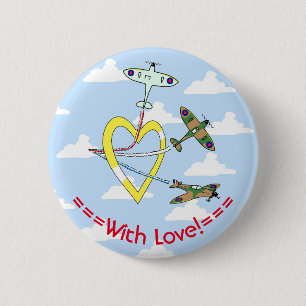 Spitfires Blue Sky Heart 6 Cm runde Abzeichen Button