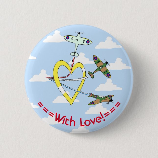 Spitfires Blue Sky Heart 6 Cm runde Abzeichen Button (Vorderseite)