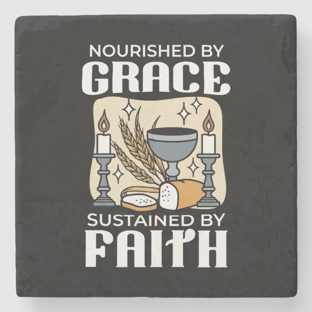 Spitueller Glaube und Gnade – Erhebende christlich Steinuntersetzer (Vorderseite)