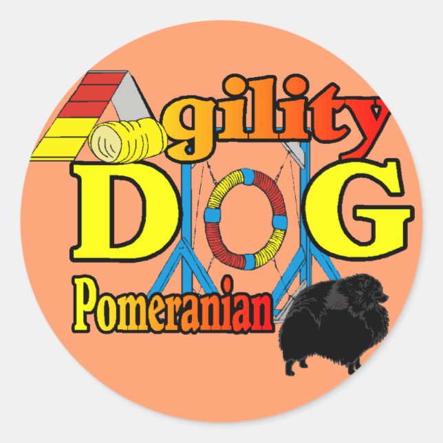 Spitz_Agility Geschenke Runder Aufkleber (Vorderseite)