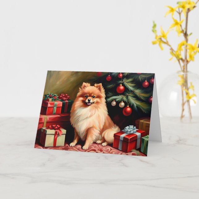 Spitz am Weihnachtsbaum Karte (Gelbe Blume)