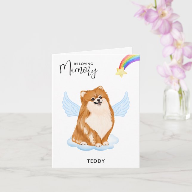 Spitz Angel Dog Memorial Pet Loss Beileid Karte (Orchidee)