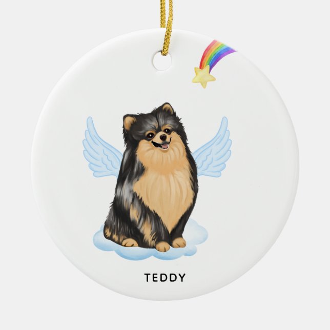 Spitz Angel Personalisiert Dog Pet Memorial Keramik Ornament (Vorne)