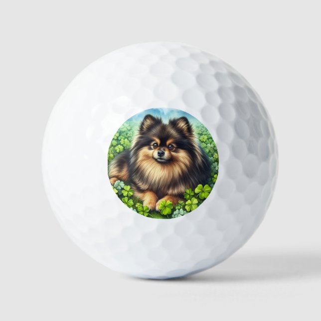 Spitz Aquarell  Kleeblatt Golfball (Vorderseite)