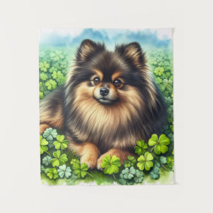 Spitz Aquarell  Kleeblatt Wandteppich