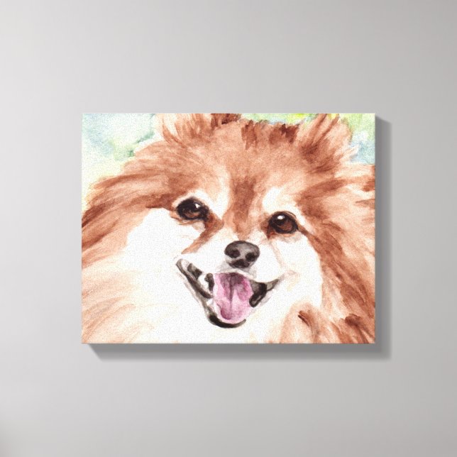 Spitz Aquarelldruck Leinwanddruck (Vorderseite)