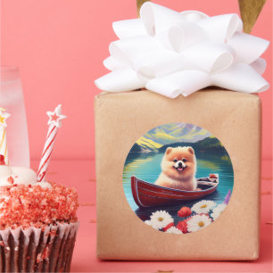 Spitz auf dem Paddle: Ein Landschaftliches Abenteu Runder Aufkleber