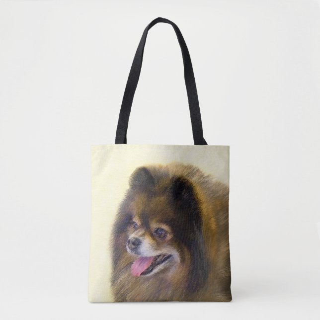 Spitz Black and Tan Malerei Original Hunde Kunst (Vorderseite)