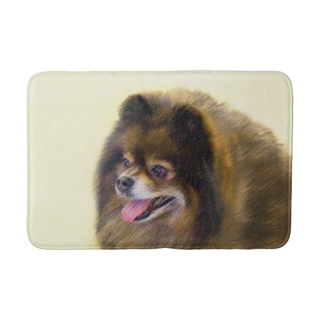 Spitz Black and Tan Malerei Original Hunde Kunst Badematte (Vorderseite)