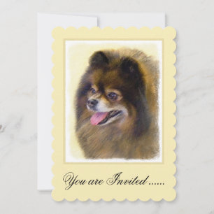 Spitz Black and Tan Malerei Original Hunde Kunst Einladung