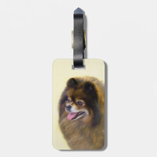 Spitz Black and Tan Malerei Original Hunde Kunst Gepäckanhänger