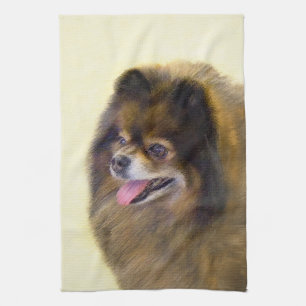 Spitz Black and Tan Malerei Original Hunde Kunst Geschirrtuch