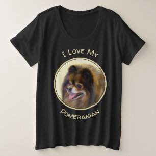 Spitz Black and Tan Malerei Original Hunde Kunst Große Größe T-Shirt