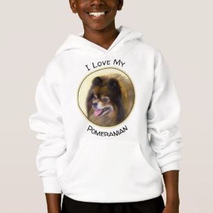 Spitz Black and Tan Malerei Original Hunde Kunst Hoodie
