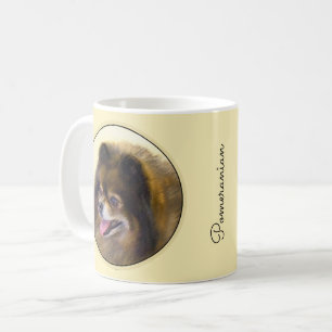 Spitz Black and Tan Malerei Original Hunde Kunst Kaffeetasse