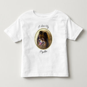 Spitz Black and Tan Malerei Original Hunde Kunst Kleinkind T-shirt
