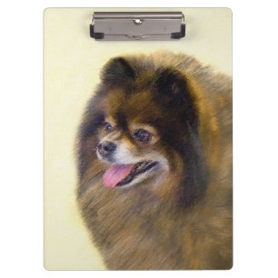 Spitz Black and Tan Malerei Original Hunde Kunst Klemmbrett