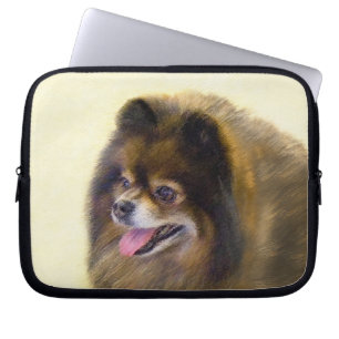 Spitz Black and Tan Malerei Original Hunde Kunst Laptopschutzhülle