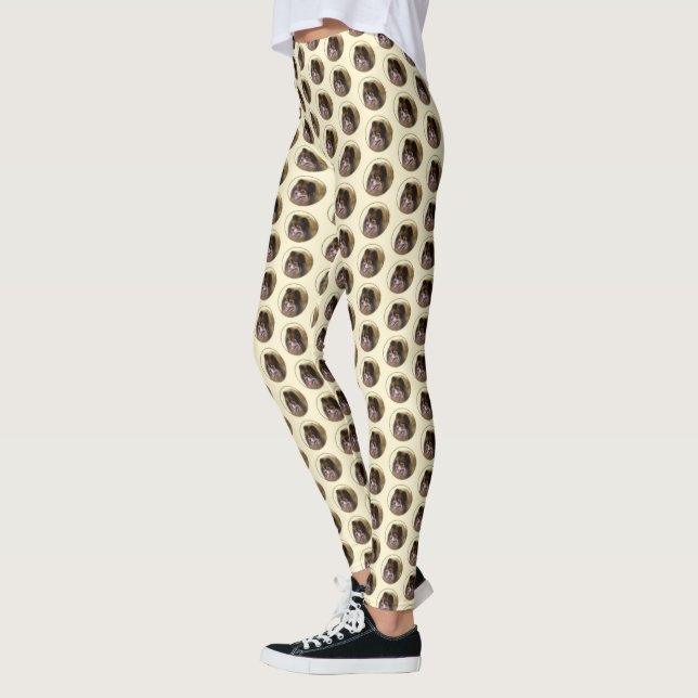 Spitz Black and Tan Malerei Original Hunde Kunst Leggings (Links)