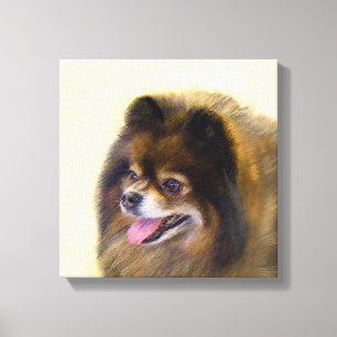 Spitz Black and Tan Malerei Original Hunde Kunst Leinwanddruck
