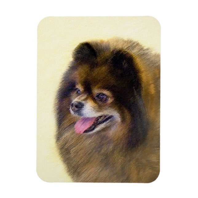 Spitz Black and Tan Malerei Original Hunde Kunst Magnet (Vertikal)