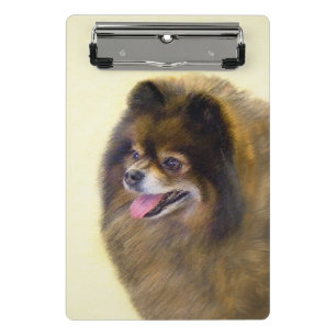 Spitz Black and Tan Malerei Original Hunde Kunst Mini Klemmbrett