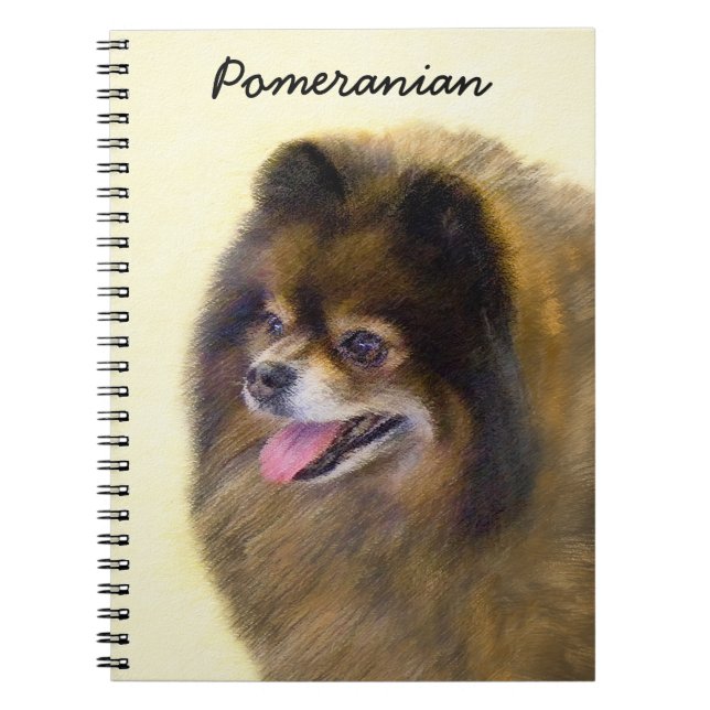 Spitz Black and Tan Malerei Original Hunde Kunst Notizblock (Vorderseite)