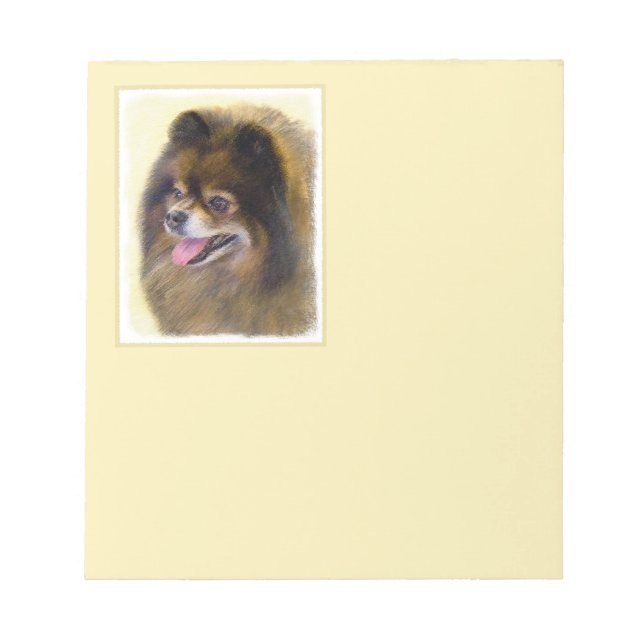 Spitz Black and Tan Malerei Original Hunde Kunst Notizblock (Vorderseite)