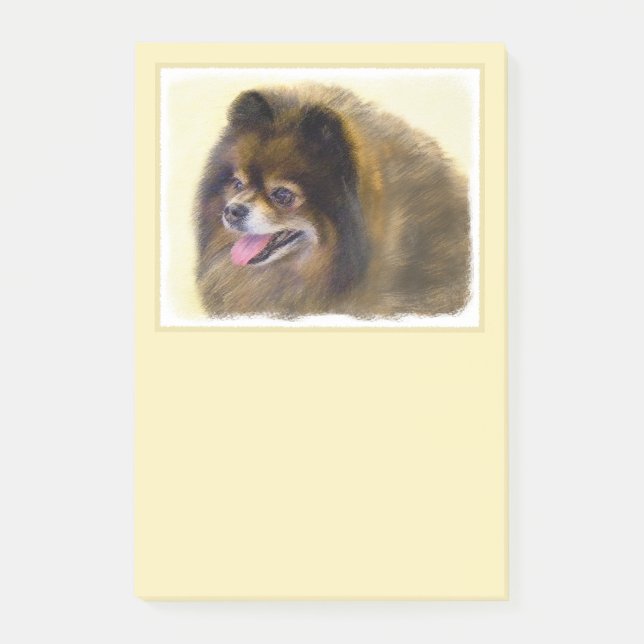 Spitz Black and Tan Malerei Original Hunde Kunst Post-it Klebezettel (Vorderseite)