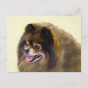 Spitz Black and Tan Malerei Original Hunde Kunst Postkarte