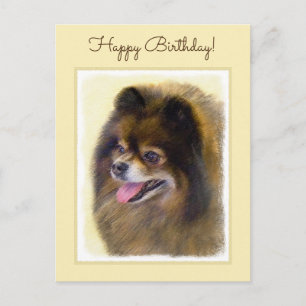 Spitz Black and Tan Malerei Original Hunde Kunst Postkarte