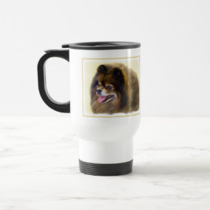 Spitz Black and Tan Malerei Original Hunde Kunst Reisebecher