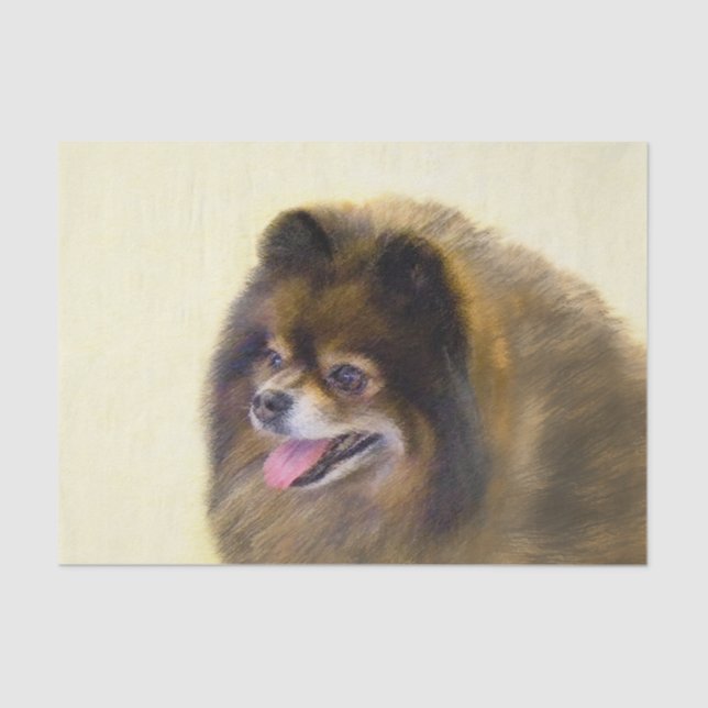 Spitz Black and Tan Malerei Original Hunde Kunst Seidenpapier (Vorderseite)