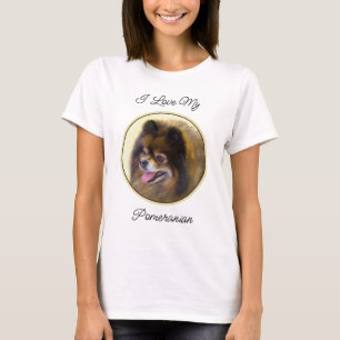 Spitz Black and Tan Malerei Original Hunde Kunst T-Shirt