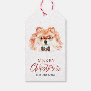 Spitz Bow Krawatte Wasserfarbe Frohe Weihnachten Geschenkanhänger