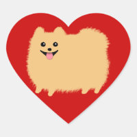 Spitz Cartoon Dog - Super Niedlicher Pommy on Red