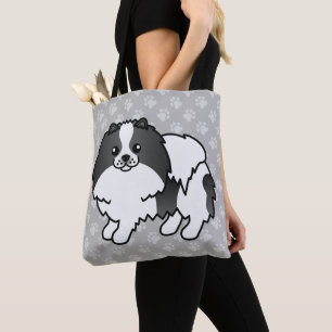 Spitz Cartoon Hund in Schwarz-Parti-Coat