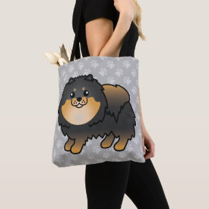 Spitz Cartoon Hund in Schwarz-Tan-Farbe